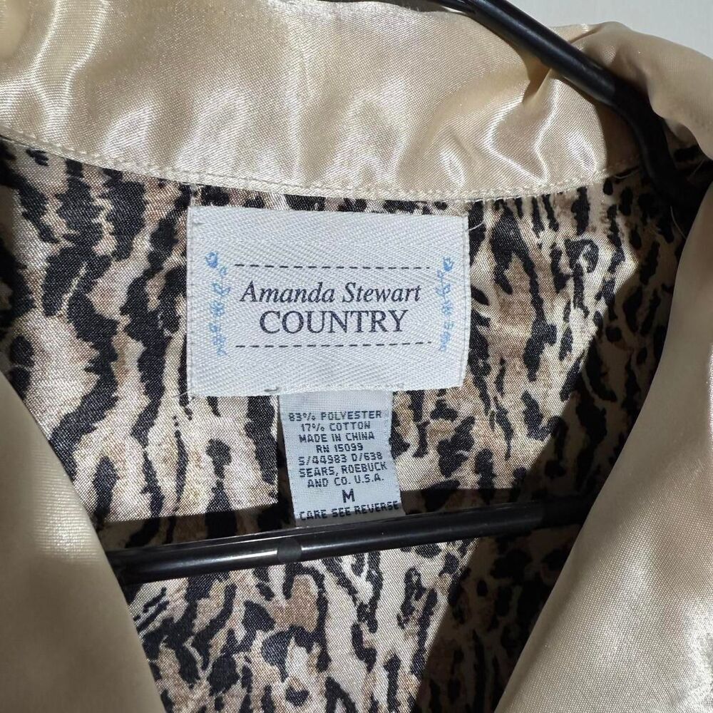 Amanda Stewart Country VTG Americana Sears Leopard print silk pajama top - Picture 4 of 8